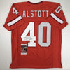 Autographed/Signed Mike Alstott Tampa Bay Retro Orange Football Jersey JSA COA