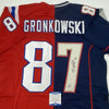 Autographed/Signed Rob Gronkowski New England Split Football Jersey Beckett BAS COA