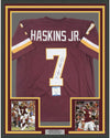 Framed Autographed/Signed Dwayne Haskins Jr. 35x39 Washington Burgundy Football Jersey Beckett BAS COA