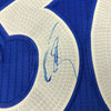 Framed Autographed/Signed Stephen Steph Curry 35x39 Golden State Blue Christmas Day Basketball Jersey JSA COA/LOA