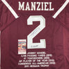 Autographed/Signed Johnny Manziel 12 Heisman Texas A&M Maroon Stat College Football Jersey JSA COA