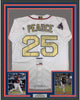 Framed Autographed/Signed Steve Pearce 35x39 Boston World Series MVP White Baseball Jersey PSA/DNA COA