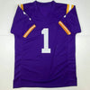 Autographed/Signed Ja'Marr Chase LSU Purple College Football Jersey Beckett BAS COA by Hall of Fame Sports Memorabilia