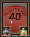 Framed Autographed/Signed Madison Bumgarner 35x39 San Francisco Orange Baseball Jersey JSA COA