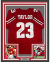 Framed Autographed/Signed Jonathan Taylor 35x39 Wisconsin Red College Football Jersey JSA COA