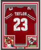Framed Autographed/Signed Jonathan Taylor 35x39 Wisconsin Red College Football Jersey JSA COA