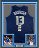 Framed Autographed/Signed Jalen Brunson 35x39 Dallas Dark Blue Basketball Jersey JSA COA