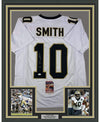Framed Autographed/Signed Tre'Quan Smith 35x39 New Orleans White Football Jersey JSA COA