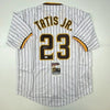 Autographed/Signed Fernando Tatis Jr. San Diego Pinstripe Baseball Jersey JSA COA by Hall of Fame Sports Memorabilia