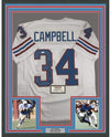 Framed Autographed/Signed Earl Campbell HOF 91 35x39 Houston White Football Jersey Tristar COA