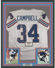 Framed Autographed/Signed Earl Campbell HOF 91 35x39 Houston White Football Jersey Tristar COA