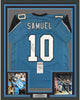 Framed Autographed/Signed Curtis Samuel 35x39 Carolina Blue Football Jersey JSA COA