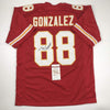 Autographed/Signed Tony Gonzalez Kansas City Red Football Jersey JSA COA