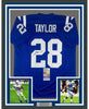 Framed Autographed/Signed Jonathan Taylor 35x39 Indianapolis Blue Football Jersey JSA COA