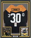 Framed Autographed/Signed James Conner 35x39 Pittsburgh Retro Black Football Jersey JSA COA