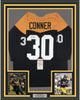 Framed Autographed/Signed James Conner 35x39 Pittsburgh Retro Black Football Jersey JSA COA
