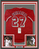 Framed Autographed/Signed Vladimir Vlad Guerrero 35x39 Los Angeles LA Anaheim Red Baseball Jersey JSA COA