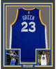 Framed Autographed/Signed Draymond Green 35x39 Golden State Blue Basketball Jersey JSA COA
