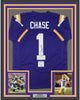 Framed Autographed/Signed Ja'Marr Chase 35x39 LSU Purple College Football Jersey Beckett BAS COA