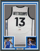 Framed Autographed/Signed Giannis Antetokounmpo 35x39 Greek Greece White Basketball Jersey PSA/DNA COA