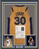 Framed Autographed/Signed Stephen Steph Curry 35x39 Golden State Chinese Heritage Yellow Basketball Jersey JSA COA/LOA