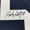 Autographed/Signed Rudy Ruettiger Notre Dame Blue Stat College Football Jersey JSA COA