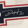 Framed Autographed/Signed Duron Harmon 35x39 New England White Football Jersey JSA COA