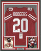 Framed Autographed/Signed Johnny Rodgers Heisman 72 35x39 Nebraska Cornhuskers Red Football Jersey JSA COA