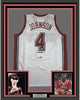 Framed Autographed/Signed Larry Johnson 35x39 UNLV White College Basketball Jersey PSA/DNA COA