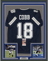 Framed Autographed/Signed Randall Cobb 35x39 Dallas Dark Blue Football Jersey JSA COA