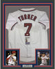 Framed Autographed/Signed Trea Turner 35x39 Washington White Baseball Jersey JSA COA