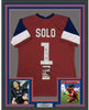 Framed Autographed/Signed Hope Solo 35x39 Red/White/Blue Soccer Team USA World Cup Jersey JSA COA