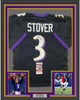 Framed Autographed/Signed Matt Stover 35x39 Baltimore Black Football Jersey JSA COA