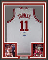 Framed Autographed/Signed Isiah Thomas 35x39 Indiana White Basketball Jersey Beckett BAS COA