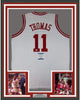 Framed Autographed/Signed Isiah Thomas 35x39 Indiana White Basketball Jersey Beckett BAS COA