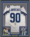 Framed Autographed/Signed Demarcus Lawrence 35x39 Dallas White Football Jersey JSA COA