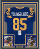 Framed Autographed/Signed Jack Youngblood 35x39 Los Angeles LA Blue Football Jersey JSA COA