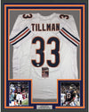 Framed Autographed/Signed Charles Tillman Peanut 35x39 Chicago White Football Jersey JSA COA