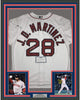 Framed Autographed/Signed JD J.D. Martinez 35x39 Boston White Baseball Jersey Steiner Sports COA