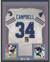 Framed Autographed/Signed Earl Campbell HOF 91 35x39 Houston White Football Jersey JSA COA