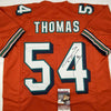 Autographed/Signed Zach Thomas Miami Orange Football Jersey JSA COA