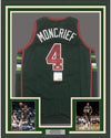 Framed Autographed/Signed Sidney Moncrief 35x39 Milwaukee Green/Red Basketball Jersey PSA/DNA COA