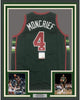 Framed Autographed/Signed Sidney Moncrief 35x39 Milwaukee Green/Red Basketball Jersey PSA/DNA COA