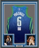 Framed Autographed/Signed Kristaps Porzingis 35x39 Dallas Blue Basketball Jersey PSA/DNA COA