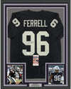 Framed Autographed/Signed Clelin Ferrell 35x39 Oakland Black Football Jersey JSA COA