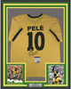 Framed Autographed/Signed Pele 35x39 Brazil Yellow Soccer Jersey PSA/DNA COA