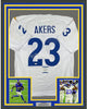Framed Autographed/Signed Cam Akers 35x39 Los Angeles LA White Football Jersey JSA COA