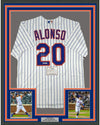 Framed Autographed/Signed Pete Alonso 35x39 New York Mets Authentic Pinstripe Nike Baseball Jersey Fanatics COA