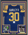 Framed Autographed/Signed Todd Gurley II 35x39 Los Angeles LA Retro Blue Football Jersey Beckett BAS COA