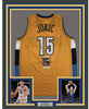 Framed Autographed/Signed Nikola Jokic 35x39 Denver Yellow Basketball Jersey JSA COA